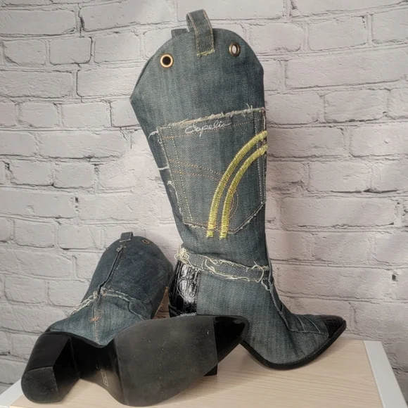 Capelta 'Billie Jean' denim western boot.  RARE find. Size 38 / us 8 - Picture 6 of 8